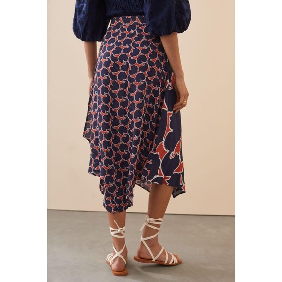 Anthropologie Dhruv Kapoor Peach Swirl Midi Skirt - Picture 4 of 8